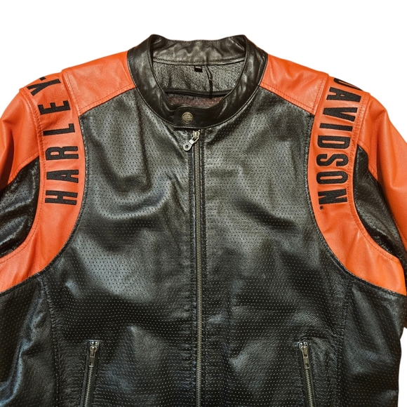 Harley Davidson Men's Classic Cruiser Colorblock Leather Jacket - Picture 4 of 16